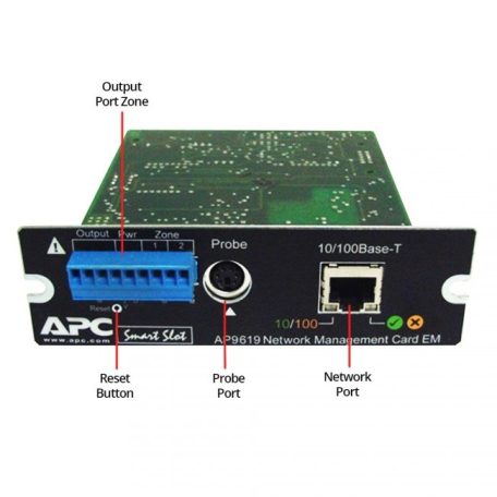 (AP9619) WEB/SNMP kártya 10/100Mbit-es, adat logolással + homérséklet szenzorral kiegészítheto Felújított